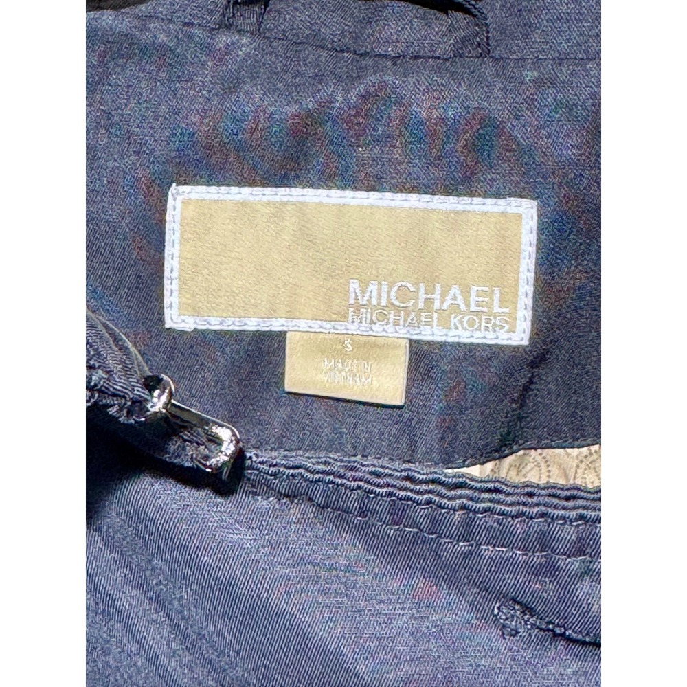 Michael Kors Trench Coat Hooded Double Breasted Black Rain Coat‎ Size S